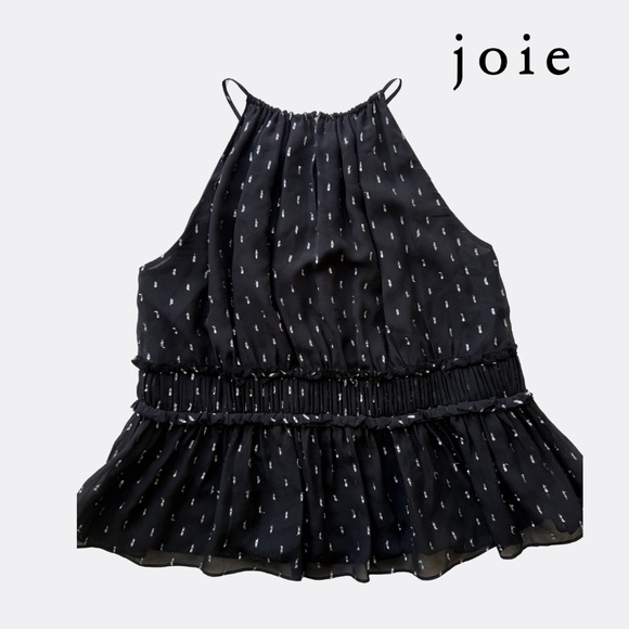 JOIE Shawnette Halter Silk Top – XS – Caviar/Silver – Excellent Condition - Picture 2 of 4